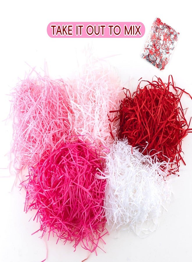 CIPOWM 10.6oz Valentine's Day Grass Shredded Paper Filler Raffia Paper with Heart Confetti Cut Tissue Paper for Easter Gift Wrapping Basket Box Filling Party Supply - Image 4
